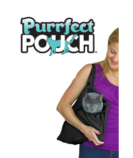 PurrFect Pouch The Original AS SEEN ON TV. The Comfy Cat Carrier & Grooming Sack in One (Set of 2 - Black)