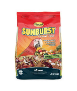 Higgins Sunburst Gourmet Blend Macaw Parrot Bird Food, 3 lb. Bag. Large Parrot Food