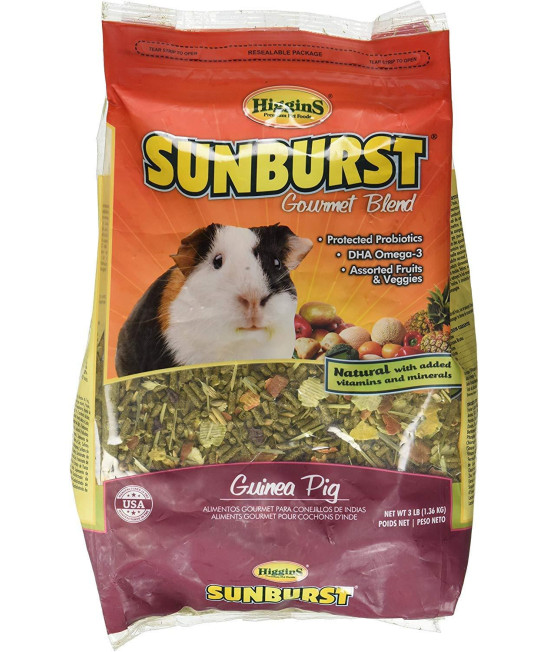 Higgins SUNBURST gOURMET BLEND guinea Pig Food 3 lb bag Fast Delivery