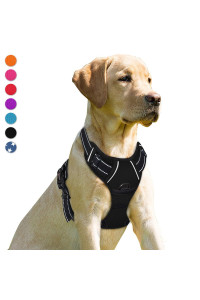 BARKBAY No Pull Dog Harness Front Clip Heavy Duty Reflective Easy Control Handle for Large Dog Walking(Black,M)