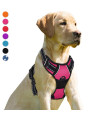 BARKBAY No Pull Dog Harness Front Clip Heavy Duty Reflective Easy Control Handle for Large Dog Walking(Pink,XL)