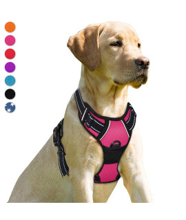 BARKBAY No Pull Dog Harness Front Clip Heavy Duty Reflective Easy Control Handle for Large Dog Walking(Pink,XL)