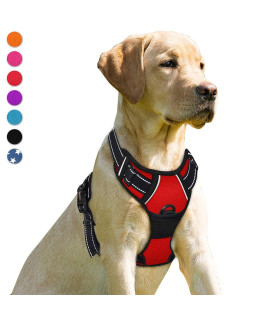 BARKBAY No Pull Dog Harness Front Clip Heavy Duty Reflective Easy Control Handle for Large Dog Walking(Red,M)