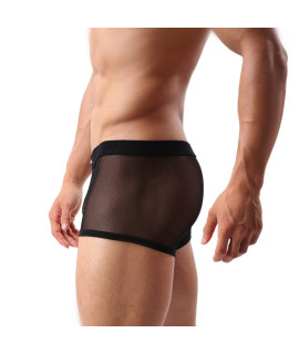 Evankin Mens Underwear Sexy Mesh Breathable Boxer Briefs Low Rise cool Boxers Pack Set See-Through Sexy Mens Outfit(36Black,XL)