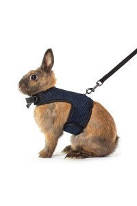 Niteangel Adjustable Soft Harness with Elastic Leash for Rabbits (S, Royal Blue)