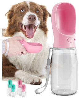 MalsiPree Dog Water Bottle, Lightweigh, Leak Proof Portable Travel Dog Water Dispenser - Perfect Puppy Drinking Bowl On The Go for Outdoor Walking and Hiking - Pet Accessories (19oz, Pink)