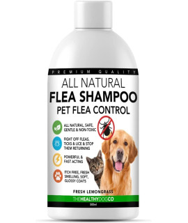 The Healthy Dog co - Dog Shampoo - Targets Fleas, Ticks, and Lice, Deep cleansing Shampoo for Dogs and cats - gentle and Sensitive Flea Shampoo for Dogs, cat, Puppies and Kittens - cat Shampoo - 500ml