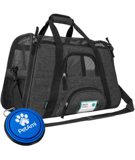 PetAmi Airline Approved Pet Carrier for Cat, Soft Sided Dog Carrier for Small Dog, Cat Travel Supplies Accessories Indoor Cats, Ventilated Pet Carrying Bag Medium Kitten Puppy, Large Heather Dark Gray