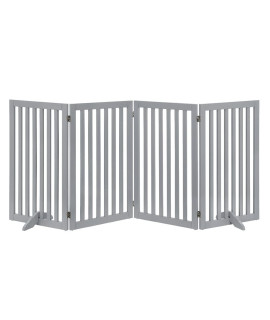 unipaws Freestanding Wooden Pet gate for Dog and cat, 24 H and 36 H Foldable Dog gate with 2PcS Support Feet for Doorway, Halls, Stairs, grey, Indoor Use
