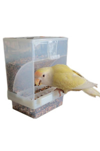 Automatic Bird Feeder No Mess Pet Feeder Seed Food Container Perch Cage Accessories for Budgerigar Canary Cockatiel Finch Parakeet
