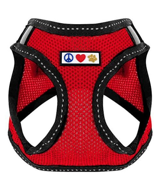 Pawtitas Dog Vest Harness Made with Breathable Air Mesh All Weather Vest Harness for Medium Puppies and Extra Large Cats with Quick-Release Buckle - Medium Red Mesh Dog Harness