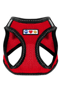Pawtitas Dog Vest Harness Made with Breathable Air Mesh All Weather Vest Harness for Extra Small Puppies and Large Cats with Quick-Release Buckle - Extra Small Red Mesh Dog Harness