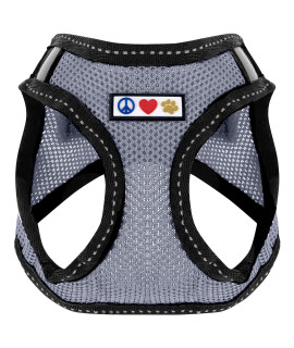 Pawtitas Dog Vest Harness Made with Breathable Air Mesh All Weather Vest Harness for Small Puppies and Large Cats with Quick-Release Buckle - Small Grey Mesh Dog Harness