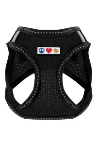Pawtitas Dog Vest Harness Made with Breathable Air Mesh All Weather Vest Harness for Medium Puppies and Extra Large Cats with Quick-Release Buckle - Medium Black Mesh Dog Harness