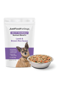 JustFoodForDogs DIY Nutrient Blend for Homemade Dog Food, Lamb & Brown Rice Recipe, 129g