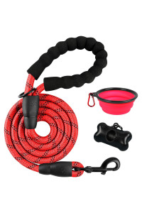 BARKBAY Dog leashes for Large Dogs Rope Leash Heavy Duty Dog Leash with Comfortable Padded Handle and Highly Reflective 5 FT for Small Medium Large Dogs(Red)