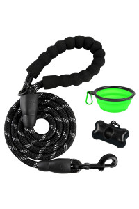 BARKBAY Dog Rope Leash Heavy Duty Dog Leash for Large Dog with Comfortable Padded Handle and Highly Reflective Threads 5 FT for Small Medium Large Dogs(Black)