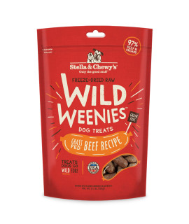 Stella & Chewy's Freeze-Dried Raw Wild Weenies Dog Treats - All-Natural, Protein Rich, Grain Free Dog & Puppy Treat - Great for Training & Rewarding - Grass-Fed Beef Recipe - 11.5 oz Bag