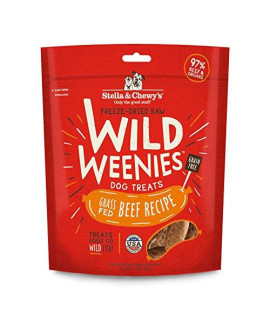 Stella & Chewys Freeze-Dried Raw Wild Weenies Dog Treats - All-Natural, Protein Rich, Grain Free Dog & Puppy Treat - Great for Training & Rewarding - Grass-Fed Beef Recipe - 3.25 oz Bag