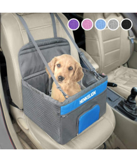 Henkelion Small Dog Car Seat, Dog Booster Seat for Car Front Seat, Pet Booster Car Seat for Small Dogs Medium Dogs Within 30 lbs, Reinforced Dog Car Booster Seat Harness with Seat Belt - Grey