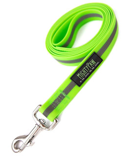 Mighty Paw Waterproof Dog Leash 6 Foot Smell-Proof Pet Lead, Coated Nylon Webbing with Reflective Safety Stripe for Added Visibility. Perfect for Swimming, Camping, Hiking and The Beach (Green)