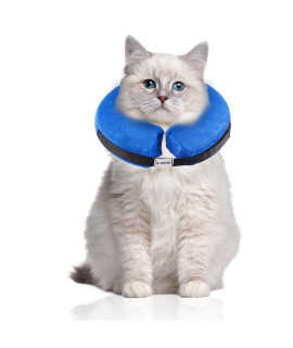 E-KOMG Dog Cone After Surgery, Protective Inflatable Collar, Blow Up Dog Collar, Pet Recovery Collar for Dogs and Cats Soft (Small(6-9), Blue)