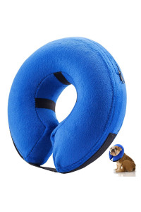 E-KOMG Dog Cone After Surgery, Protective Inflatable Collar, Blow Up Dog Collar, Pet Recovery Collar for Dogs and Cats Soft (X-Large(18 and up), Blue)