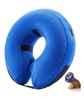 E-KOMG Dog Cone After Surgery, Protective Inflatable Collar, Blow Up Dog Collar, Pet Recovery Collar for Dogs and Cats Soft (X-Large(18 and up), Blue)
