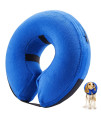 E-KOMG Dog Cone After Surgery, Protective Inflatable Collar, Blow Up Dog Collar, Pet Recovery Collar for Dogs and Cats Soft (Medium(8-12), Blue)