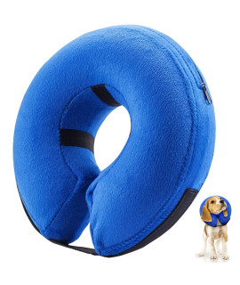 E-KOMG Dog Cone After Surgery, Protective Inflatable Collar, Blow Up Dog Collar, Pet Recovery Collar for Dogs and Cats Soft (Medium(8-12), Blue)