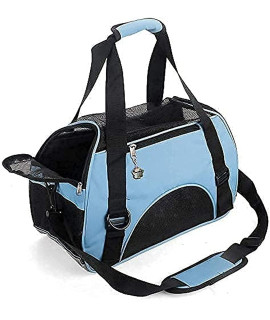 ZaneSun Cat Carrier,Soft-Sided Pet Travel Carrier for Cats,Dogs Puppy Comfort Portable Foldable Pet Bag Airline Approved (Small Blue)