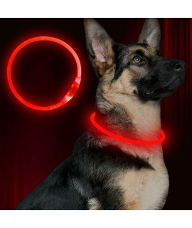 Led Dog Collar, USB Rechargeable Flash Dog Necklace Light, Pet Safety Collar Makes Your Beloved Dogs Be Seen at Night for Small Medium Large Dogs