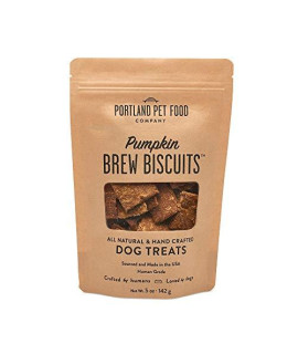Crafted by Humans Loved by Dogs Portland Pet Food Company Pumpkin Brew Biscuit Dog Treats (1 Pack, 5 oz Bag) - All Natural, Human-Grade, USA-Sourced and Made