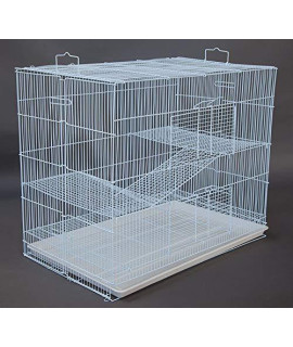 New Large 3 Levels Ferret chinchilla Sugar glider Rats Animal cage, Narrow 38-Inch Bar Spacing (30 L x 18 W x 24 H White)