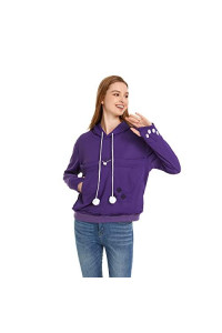 Unisex Big Pouch Hoodie Long Sleeve Pet Dog Holder carrier Sweatshirt (Violet, XXXXL)