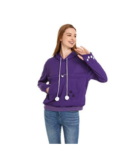 Unisex Big Pouch Hoodie Long Sleeve Pet Dog Holder carrier Sweatshirt (Violet, XXXXL)