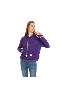 Unisex Big Pouch Hoodie Long Sleeve Pet Dog Holder carrier Sweatshirt (Violet, S)