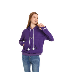 Unisex Big Pouch Hoodie Long Sleeve Pet Dog Holder carrier Sweatshirt (Violet, XXXL)