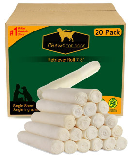 Premium Chews for Dogs Retriever Roll 7-8 Inches Extra Thick (20 Pack)