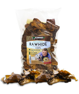 Vet Recommended Beef Rawhide chips for Dogs (Big 2lb Bag) Thick Fiber Long Lasting Dog chew Made in USA