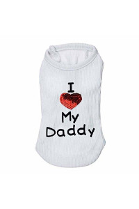 Dog Shirts Slogan Vest I Love My Daddy/Mommy Cute Heart T-Shirt Clothes for Chiuahaha Poodle Teacup Shihtzu Yorkie Bulldog Small Puppy Costume