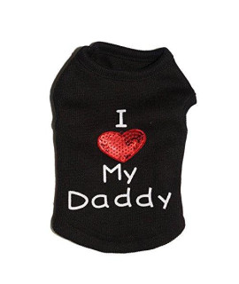 Petall Dog Shirts I Love My Mom/Mommy Dad/Daddy Clothes Doggy Slogan Costume Cute Heart Vest for Small Dogs Puppy T-Shirt (Large)