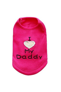 Petall Dog Shirts I Love My Mom/Mommy Dad/Daddy Clothes Doggy Slogan Costume Cute Heart Vest for Small Dogs Puppy T-Shirt (Medium)