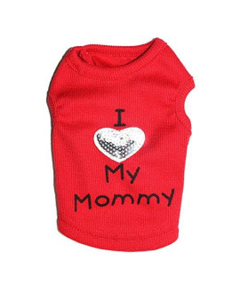 Petall Dog Shirts I Love My Mom/Mommy Dad/Daddy Clothes Doggy Slogan Costume Cute Heart Vest for Small Dogs Puppy T-Shirt (Medium)