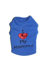 Petall Dog Shirts I Love My Mom/Mommy Dad/Daddy Clothes Doggy Slogan Costume Cute Heart Vest for Small Dogs Puppy T-Shirt (Large)