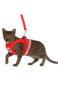 Puppy Harness with Leashes Set, Escape Proof Cat Harness, Adjustable Reflective Soft Mesh Vest Fit Puppy Kitten Rabbit's Outdoor Dog Harness (Red, XL, Chest: 18 - 20)