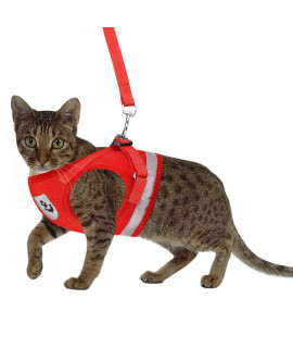 Puppy Harness with Leashes Set, Escape Proof Cat Harness, Adjustable Reflective Soft Mesh Vest Fit Puppy Kitten Rabbit's Outdoor Dog Harness (Red, XL, Chest: 18 - 20)