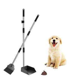 SCENEREAL Dog Poop Scooper - Tray & Spade Set, Metal Pooper Scooper for Large and Small Dogs, Pet Waste Removal Scoop with No Bending Detachable Handle for Yard