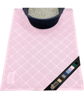 The Original Gorilla Grip 100% Waterproof Cat Litter Box Trapping Mat, Easy Clean, Textured Backing, Traps Mess for Cleaner Floors, Less Waste, Stays in Place for Cats, Soft on Paws, 35x23 Pink