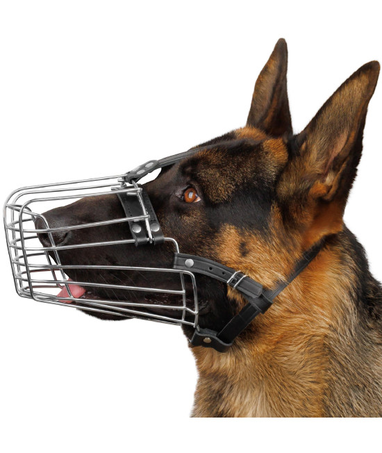 BRONZEDOG Dog Muzzle Wire Basket German Shepherd Metal Mask for Medium Large Dogs (Size 6: German Shepherds)